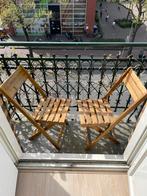 Balkonset 3-delig acacia houten stoeltjes en tafel, Inklapbaar, Gebruikt, Hout, Ophalen