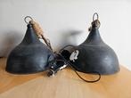2x Brocante/Industriële Hanglampen met Touw, Huis en Inrichting, Lampen | Hanglampen, Ophalen of Verzenden, Zo goed als nieuw