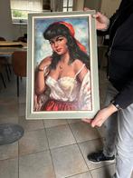 Vintage schilderij Torino zigeunerin 60's, Ophalen of Verzenden