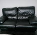 2 en 3 zitsbank zwart leer, Ophalen, Gebruikt, 75 tot 100 cm, Leer