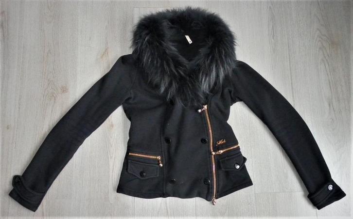 “MET” Injeans Zwart Vestje/Jasje met losse bont-kraag maat S, Kleding | Dames, Truien en Vesten, Zo goed als nieuw, Maat 36 (S)