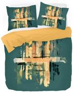 Kayori katoensatijn dekbedovertrek lits-jumeaux, petrol/oker, Overige kleuren, Dekbedovertrek, Tweepersoons, Ophalen of Verzenden