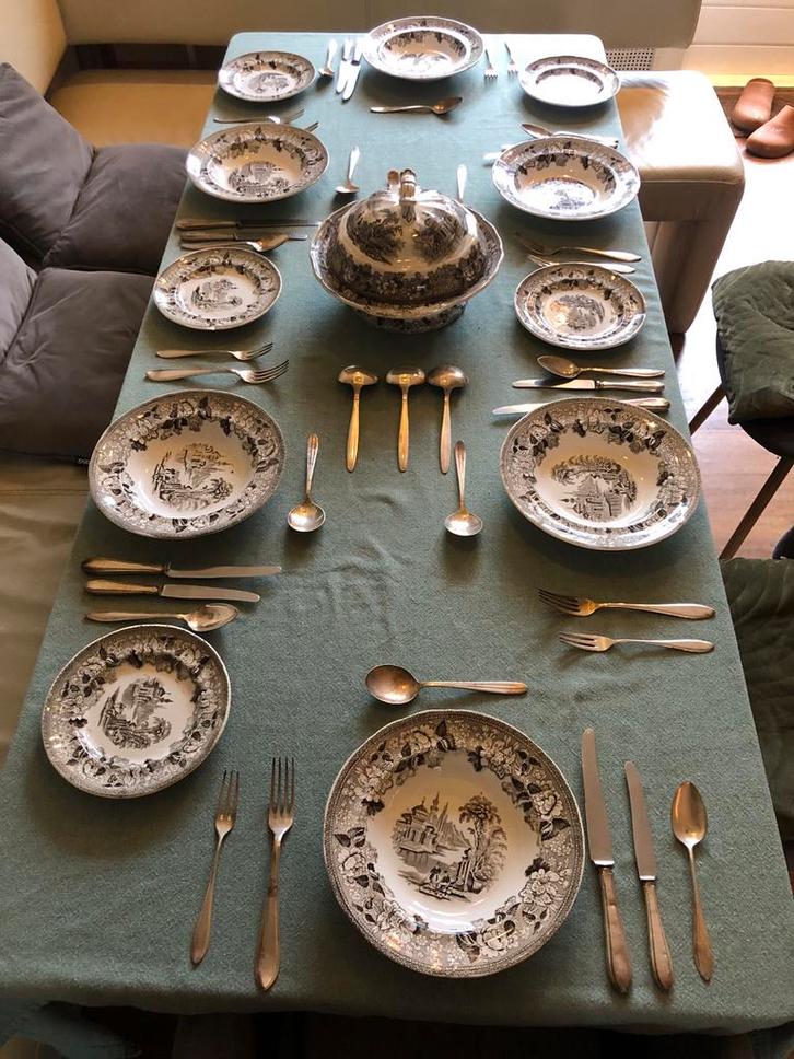 Antiek J. Jamieson & Co Servies Bosphorus 1829 + Bestek, Antiek en Kunst, Antiek | Servies compleet, Ophalen of Verzenden