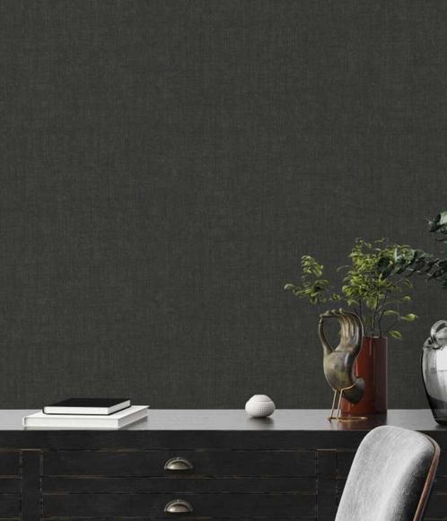 Zwart Uni Behang Aanbieding, Huis en Inrichting, Stoffering | Behang, Zwart, Bruin, Paars, minder dan 10 m², Ophalen of Verzenden