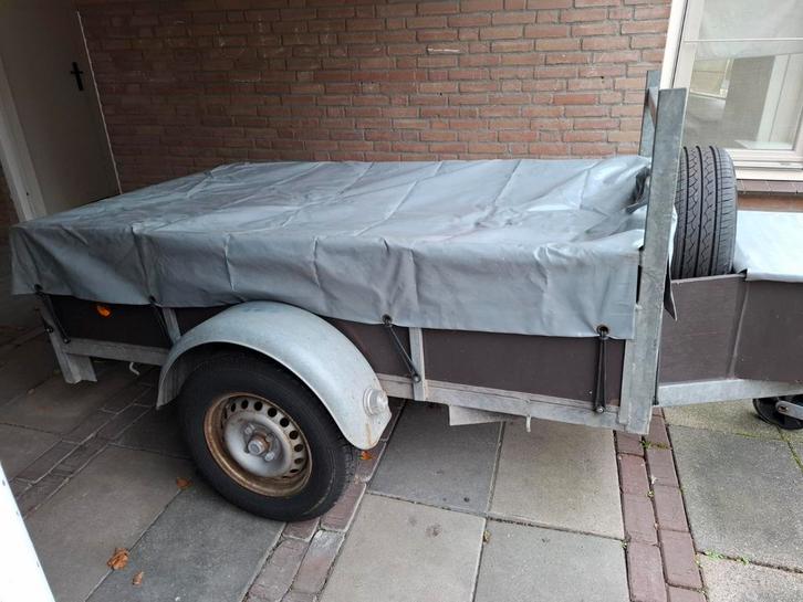 Aanhangwagen enkelasser, met afdekzeil., Auto diversen, Aanhangers en Bagagewagens, Gebruikt, Ophalen