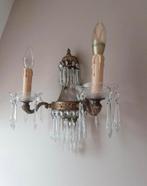 Antiek bronzen kristallen wandlampjes, Huis en Inrichting, Lampen | Wandlampen, Ophalen of Verzenden, Zo goed als nieuw, Glas