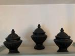Set van 3 decoratieve potten met deksel, Ophalen of Verzenden, Zo goed als nieuw