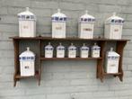 Vintage Kruidenrek met Porseleinen Potten, Antiek en Kunst, Ophalen of Verzenden
