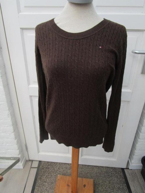 Donkerbruine Tommy Hilfiger kabeltop maat M, Kleding | Dames, Tops, Zo goed als nieuw, Maat 38/40 (M), Bruin, Lange mouw, Ophalen
