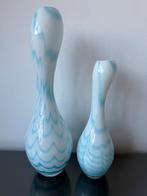 Twee Murano Carlo Moretti vazen wit blauw, Ophalen of Verzenden