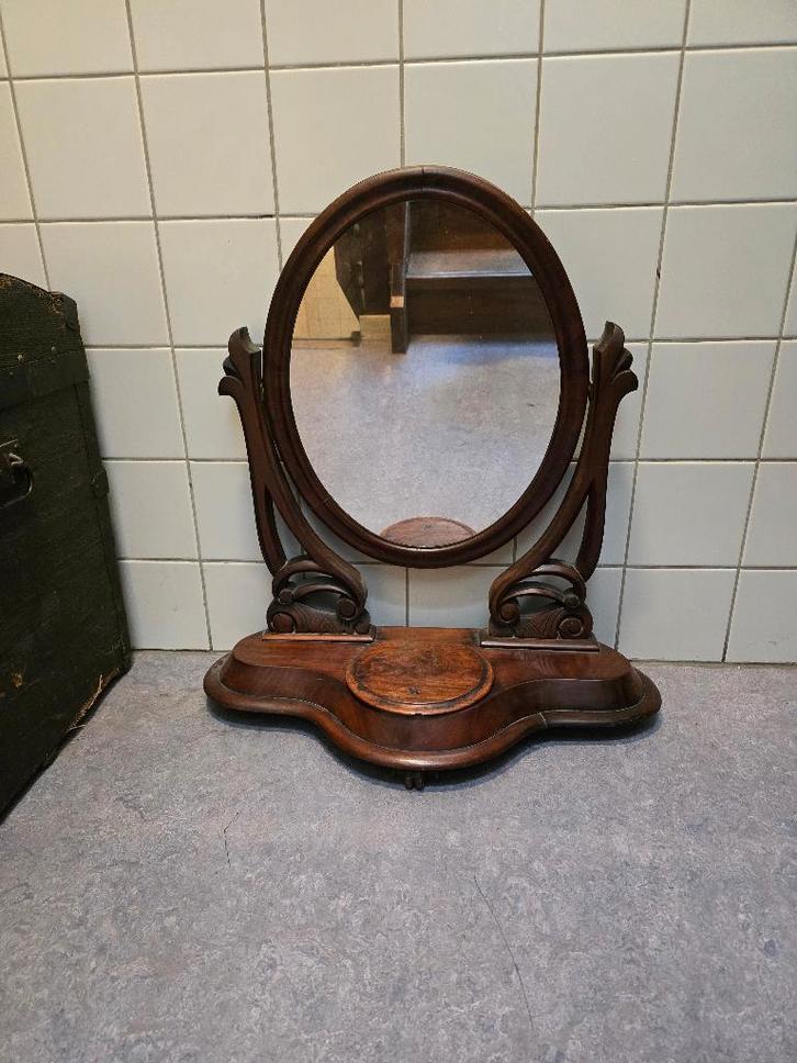 Kaptafel spiegel antiek, Antiek en Kunst, Antiek | Spiegels, Ovaal, Ophalen