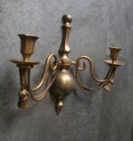 Prachtige vintage messing wandkandelaar 2-armig, Ophalen of Verzenden, Koper of Brons