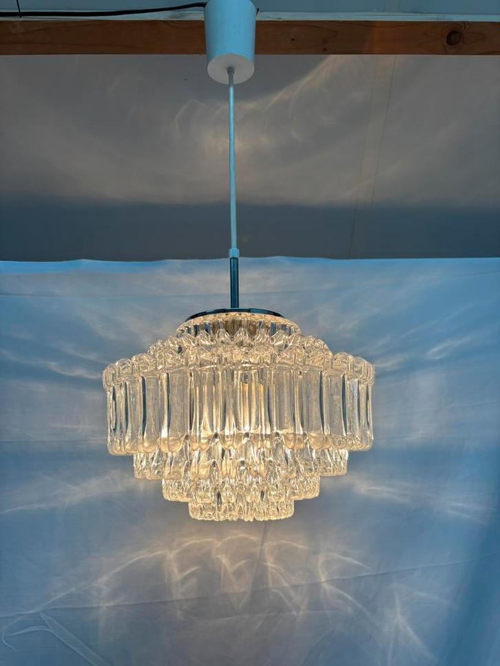 Vintage glazen hanglamp van Glashütte Limburg uit 1960/1970, Huis en Inrichting, Lampen | Hanglampen, Gebruikt, Minder dan 50 cm