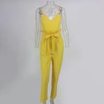 Gele jumpsuit met strik romper strakke zomer dames vrouwen, Verzenden, Nieuw, Geel