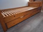 Mooi vormgegeven vintage 1-persoonsbed, massief grenen, Ophalen, Gebruikt, 90 cm, Tweepersoons