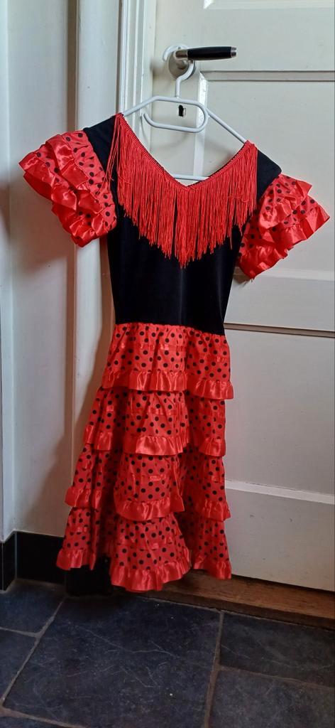 Spaanse jurk 8-10 jaar + accessoires, Kinderen en Baby's, Carnavalskleding en Verkleedspullen, Zo goed als nieuw, Meisje, 122 t/m 128
