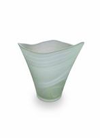 Groene Gemarmerde Glazen Vaas, Antiek en Kunst, Antiek | Glas en Kristal, Ophalen of Verzenden