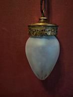 art deco hanglamp matglas en brons, Antiek en Kunst, Antiek | Lampen, Ophalen of Verzenden