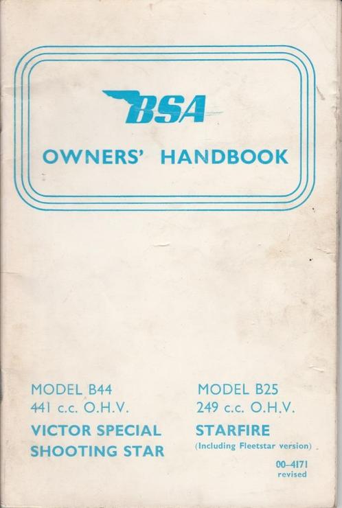 BSA B44 B25 Owner handbook (7102z), Motoren, Handleidingen en Instructieboekjes, Overige merken, Ophalen of Verzenden