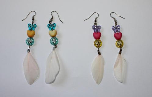 Boho hippie chic oorbellen veertjes kwast kraaltjes gemstone, Sieraden, Tassen en Uiterlijk, Oorbellen, Nieuw, Hangers, Overige materialen