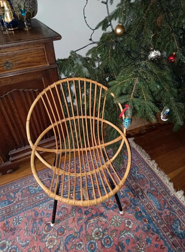 Vintage Rotan Stoel, Tuin en Terras, Tuinstoelen, Gebruikt, Rotan, Ophalen of Verzenden