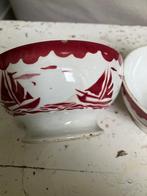 Spoelkommen rood met bootjesmotief, Ophalen of Verzenden