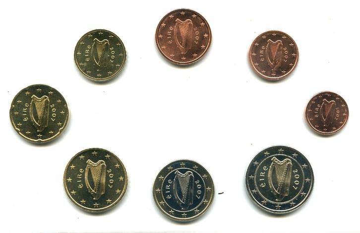 UNC set Ierland 2007 - 1 cent t/m 2 euro - Transportblister, Postzegels en Munten, Munten | Europa | Euromunten, Setje, Overige waardes