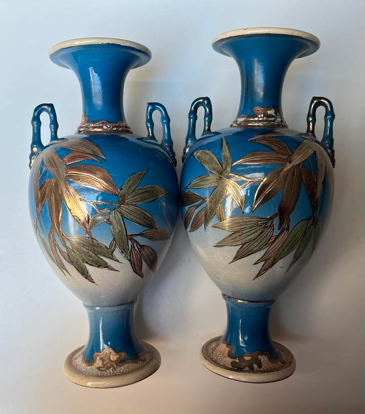 Antieke Meiji goudbeschilderd Japans Kinkozan Satsuma vazen, Antiek en Kunst, Antiek | Vazen, Ophalen of Verzenden