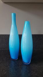 Vazen - set van 2 - nieuwstaat, Ophalen, Blauw, Minder dan 50 cm, Glas