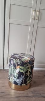 Poef met vogelpatronen, Huis en Inrichting, Banken | Voetenbanken en Poefen, Minder dan 50 cm, Rond, Minder dan 50 cm, Ophalen of Verzenden