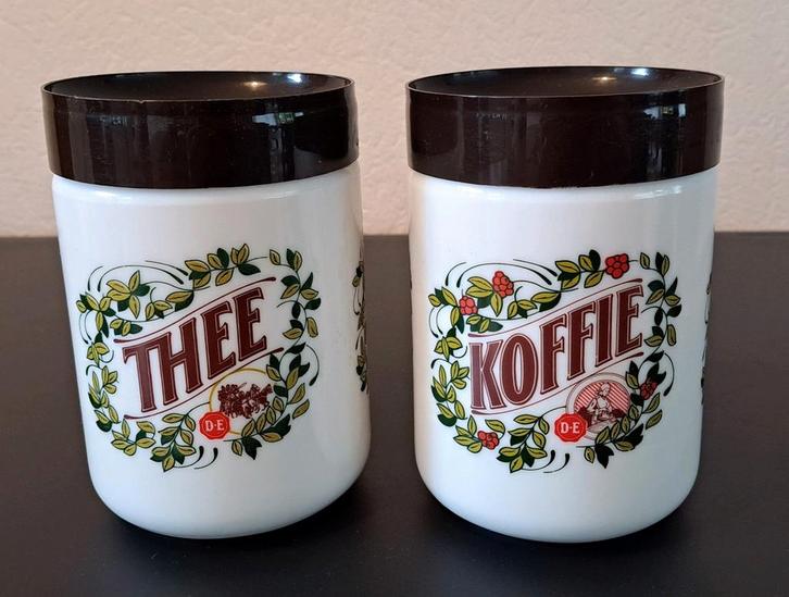 DE voorraadpotten thee en koffie, Huis en Inrichting, Keuken | Potten en Pannen, Zo goed als nieuw, Pot, Bus of Blik, Glas, Ophalen