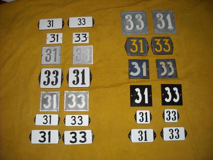 oud emaille huisnummer 31 en 33 ook 32 34 35 36 37 38 39 40, Antiek en Kunst, Antiek | Emaille, Ophalen of Verzenden