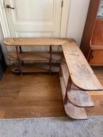 Vintage massief houten tafeltje met hoek, Ophalen, Gebruikt, 50 tot 100 cm, 25 tot 50 cm