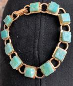 Goudkleurig armband met turquase ruwe  steentjes goud, Overige materialen, Nieuw, Ophalen of Verzenden, Met edelsteen