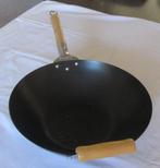 Zwarte Wok Pan - Houten handvatten – diameter 35 cm, Ophalen of Verzenden, Nieuw, Overige materialen, Wok