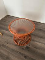 Vintage Rotan Bijzettafel met Glasplaat, Huis en Inrichting, Gebruikt, Rond, Glas, 75 cm of meer