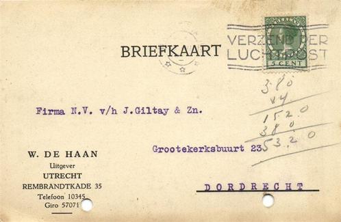 W. de Haan, Uitgever, Utrecht - 07.1929 - briefkaart, Postzegels en Munten, Brieven en Enveloppen | Nederland, Briefkaart, Ophalen of Verzenden