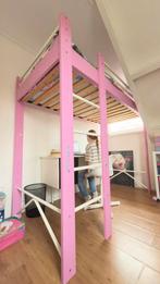 Verstelbare Hoogslaper met Valbeveiliging, Ophalen, Gebruikt, Lattenbodem, 70 tot 85 cm