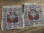 2 vintage voorbedrukte Smyrna stramiemen sierkussens, Hobby en Vrije tijd, Ophalen of Verzenden, Nieuw, Breien of Haken, Patroon of Boek