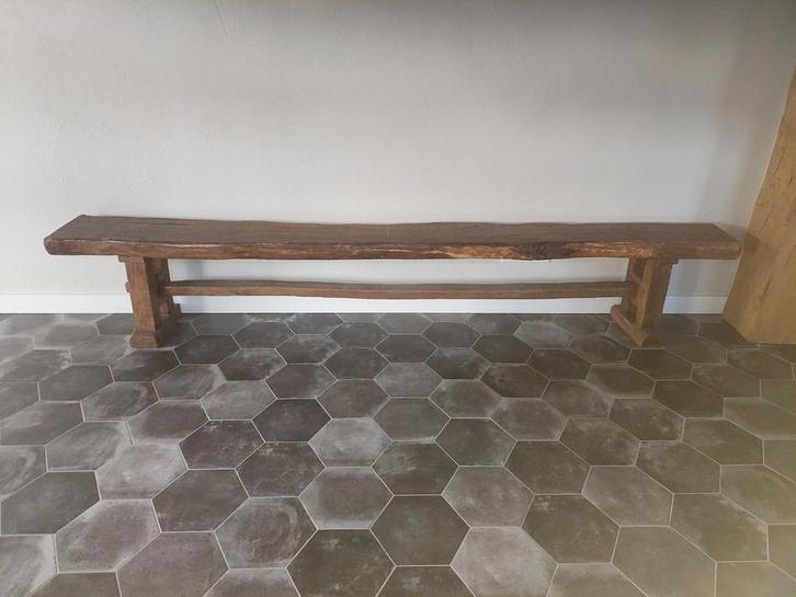 Oude hardhouten boerderijbanken TWEE STUKS, Antiek en Kunst, Antiek | Meubels | Stoelen en Banken, Ophalen