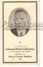 Munstergeleen : Johannes Hubertus Keulers  bidprentje, Verzenden, Bidprentje