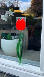 Prachtige vintage glazen raamhanger afbeelding van een tulp, Huis en Inrichting, Woonaccessoires | Wanddecoraties, Ophalen of Verzenden