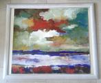 Land/Water met wolkenpartij '92 - Jelle Hoogstra 1924-2003, Antiek en Kunst, Kunst | Schilderijen | Klassiek, Ophalen of Verzenden