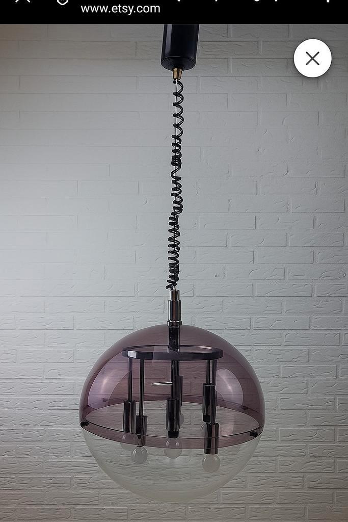 Vintage Space Age hanglamp toegeschreven aan raak a'dam, Huis en Inrichting, Lampen | Hanglampen, Gebruikt, Minder dan 50 cm, Metaal