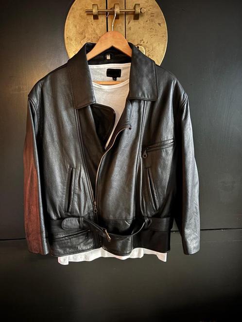 Vintage leren jas, Kleding | Heren, Jassen | Winter, Zo goed als nieuw, Zwart, Ophalen of Verzenden