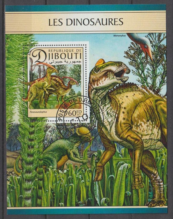 PREHISTORIE-DINO’S = Mooi bl v DJIBOUTI -1908, Postzegels en Munten, Postzegels | Thematische zegels, Gestempeld, Dier of Natuur
