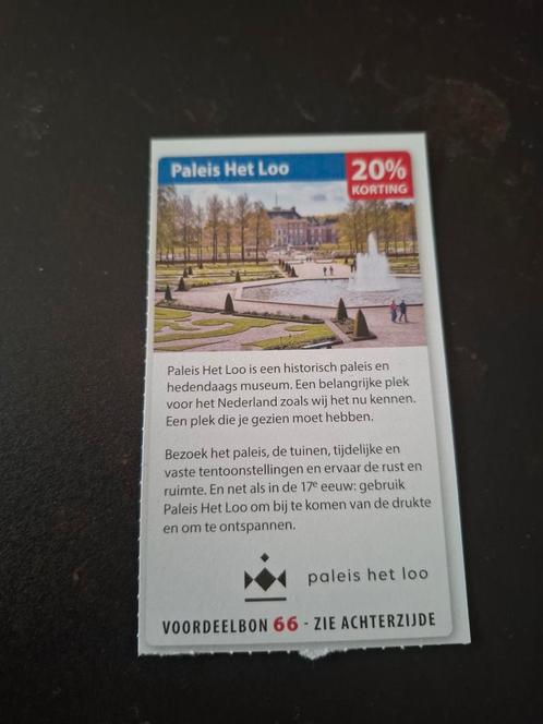 Paleis het loo 20% korting, Tickets en Kaartjes, Kortingen en Cadeaubonnen, Drie personen of meer, Overige typen, Kortingsbon