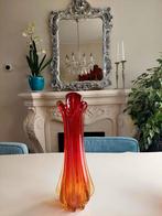 Murano vaas rood, oranje, geel, Ophalen of Verzenden