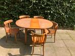 Vintage keukentafel met stoelen rond 101 cm ovaal 132 cm, Huis en Inrichting, Complete eetkamers, 4 tot 6 stoelen, Gebruikt, Ophalen