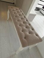 Bankje ecru taupe 110x37cm, Huis en Inrichting, Ophalen, 125 cm of meer, Zo goed als nieuw, Stof